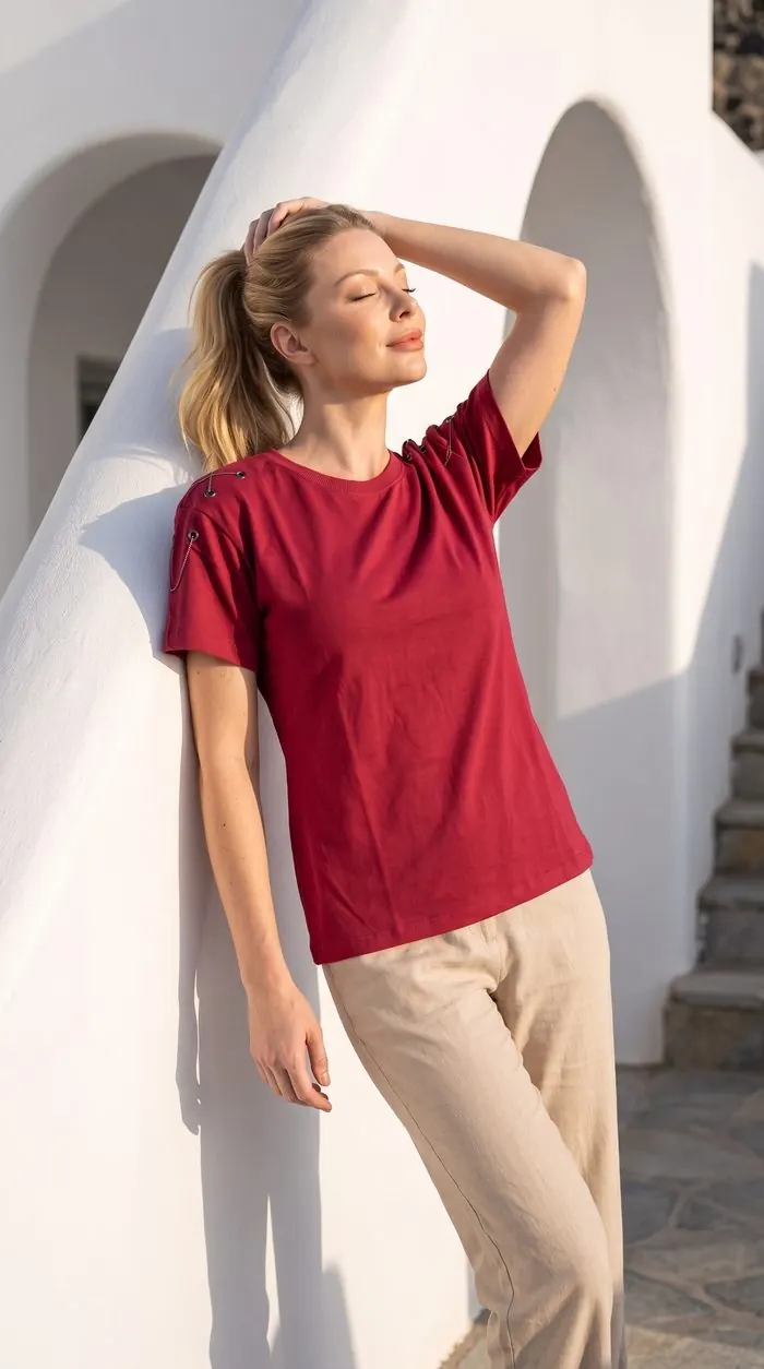 Camiseta vermelha depois